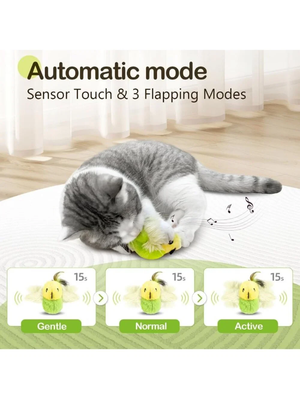 Interactive Cat Toy - Lifelike Flying Bird with Catnip & Feathers, Rechargeable